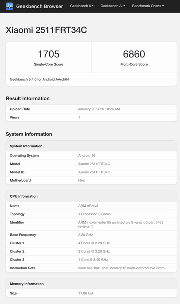 (图片来源：Geekbench）