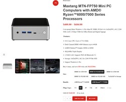 Maxtang MTN-FP750 配置（来源：Maxtang）