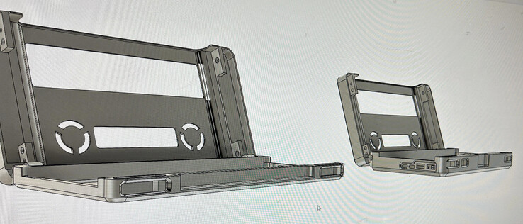 两种联想Legion Go 基座解决方案的 CAD 渲染图。(图片来源：u/MysteriousAlarm897)