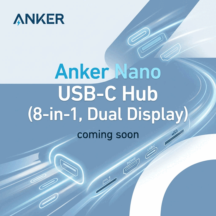 Anker Nano USB-C 集线器(8 合 1,双显示屏)预告图