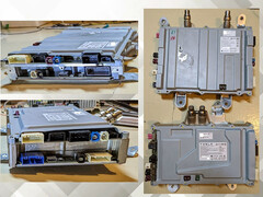 特斯拉 AI4 与 HW3（底部）计算机的对比。