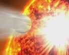一幅描绘恒星吞噬行星的艺术插图。