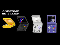 Anbernic 将提供四种颜色的 RG34XX SP，其中没有半透明表面。(图片来源：Anbernic）