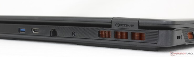 后部USB-A 3.2 Gen.1、HDMI 2.1、RJ-45（1 Gbps）、交流适配器