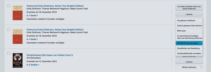 亚马逊现在允许以 PDF 或 ePub 文件形式无 DRM 下载选定的书籍。