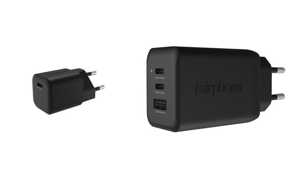 Fairphone USB-C 充电器有单口和三口两种型号。(图片来源：Fairphone）