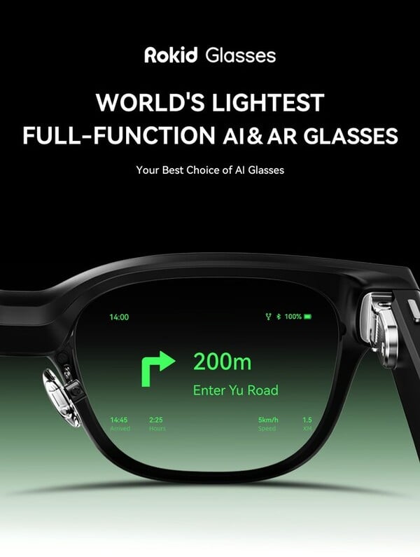 Rokid 眼镜配备双微型 LED 显示屏。(图片来源：Rokid）