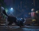 来自 Barkour 的德国牧羊犬特工 T.H.U.N.D.E.R. 穿着间谍装备蹲在训练场上，背景是一座城堡，前方是目标假人。(图片来源：Varsav Game Studios via Steam）