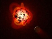 显示红矮星和行星的插图。