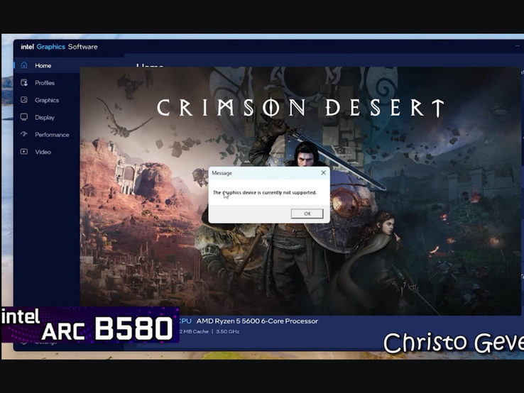 如果尝试在英特尔 Arc B580 上运行，Crimson Desert 会出现 