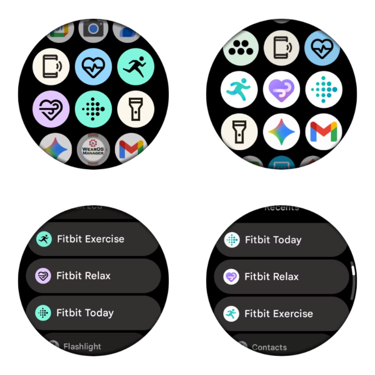 旧版（左）和新版（右）Fitbit WearOS 应用程序图标（图片来源：Android Police，经编辑）