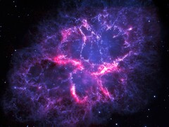 蟹状星云中的超新星残骸。(图片来源：NASA, ESA et Allison Loll et Jeff HesterESA, Herschel, PACS, MESS Key Programme Supernova Remnant Team ; Nasa, ESA et Allison Loll et Jeff Hester, Arizona State University)