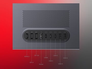 图为联想 Yoga Pro 27UD-10 4K OLED 显示器的连接方式（图片来源：Lenovo PR）