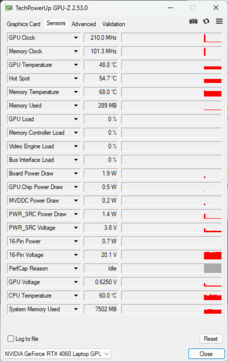 GPU-Z：NvidiaGeForce RTX 4060 笔记本电脑GPU
