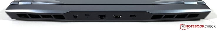 背面。迷你显示端口，USB-C（4.0与雷电4），以太网（2.5Gb/s），HDMI 2.1，电源