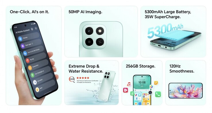 Honor X6c 的主要功能（图片来源：Honor)