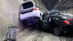 Model S突然减速的后果（图片：加州公路巡警）。