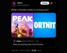 据称由Cohen通过Adira X账号泄露的《堡垒之夜》×Peak联名合作