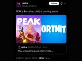 据称由Cohen通过Adira X账号泄露的《堡垒之夜》×Peak联名合作