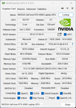 GPU-ZGeForce RTX 4060 笔记本电脑