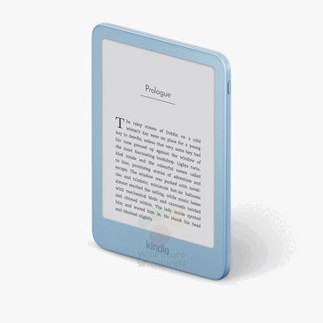 浅蓝色的第 12 代 Amazon Kindle。