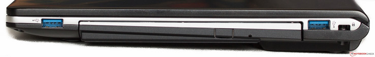Right: USB 3.0, optical drive, USB 3.0, Kensington