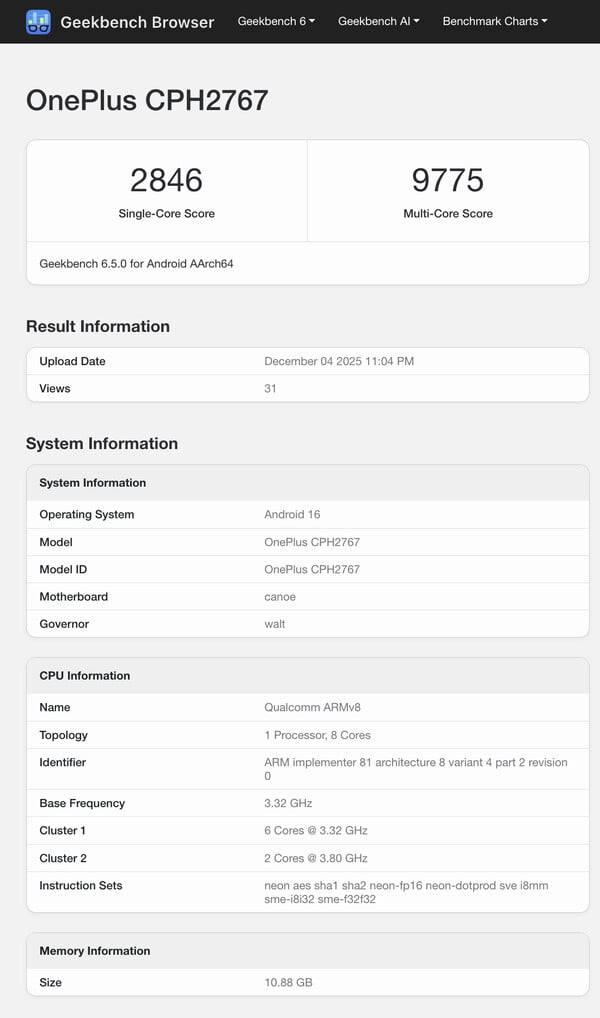 (图片来源：Geekbench）