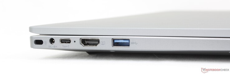 左：Kensington 锁、交流适配器、USB-C w/ DisplayPort + Power Delivery、HDMI 1.4、USB-A 3.0