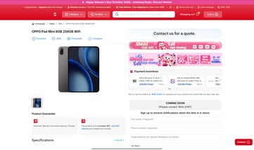 CellphoneS 上的 Oppo Pad Mini 商品页面仅显示一种配置:8GB 内存和 256GB 存储空间