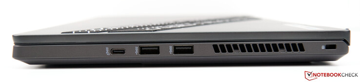 左边：USB-C 3.2 Gen. 2（无DP、PD或G-Sync），2个USB-A 3.2 Gen. 1，Kensington锁