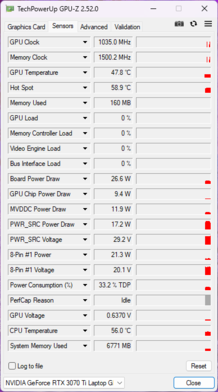 GPU-Z - NvidiaGeForce RTX 3070 Ti笔记本电脑GPU