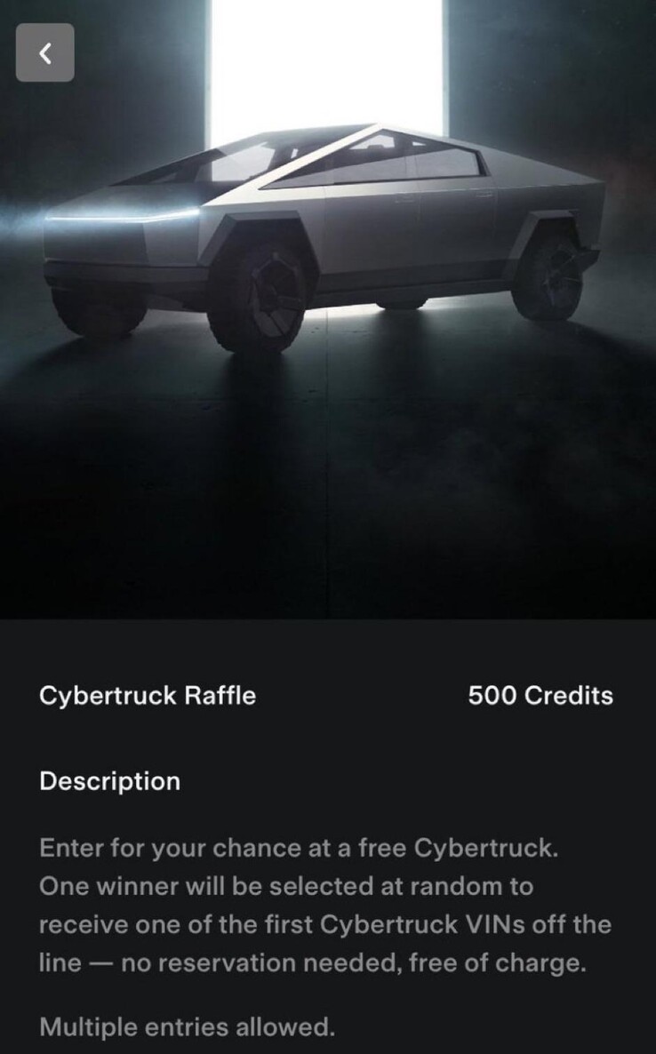 免费的Cybertruck抽奖条件