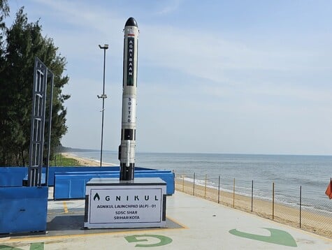 发射台上的阿格尼巴安火箭（图片来源：Agnnikul）