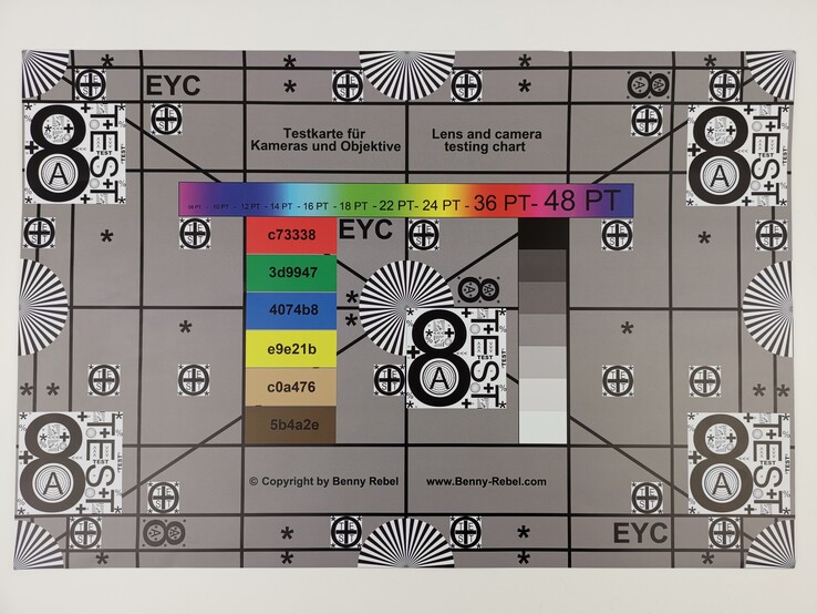 A photo of our test chart