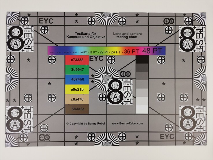 A photo of our test chart