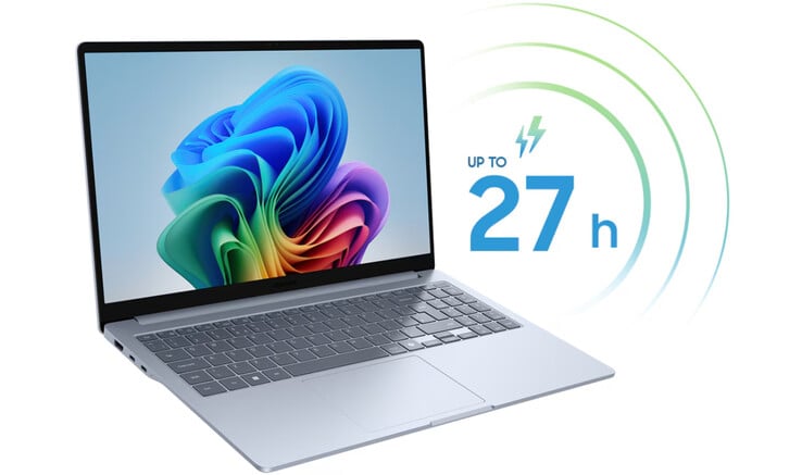 Galaxy Book5 Edge 的实际续航时间不太可能达到 27 小时。(图片来源:三星)