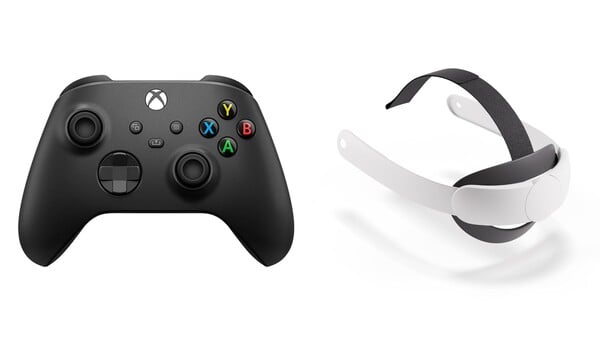 Meta Quest 3S Xbox 版预计将配备 Xbox 无线控制器和 Meta Quest Elite Strap。(图片来源：Xbox 和 Meta）