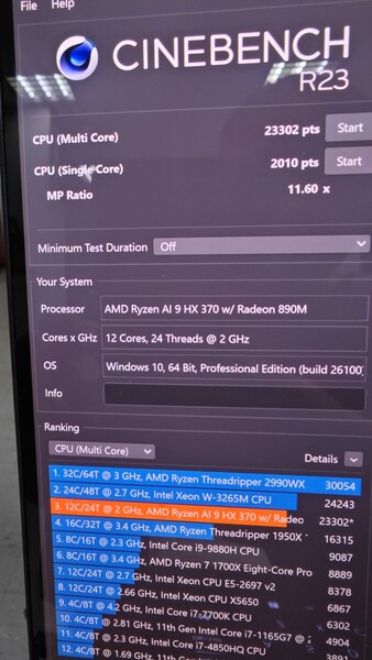 AMD Ryzen AI 9 HX 370 Cinebench R23 评分（图片来源：HXL on X）