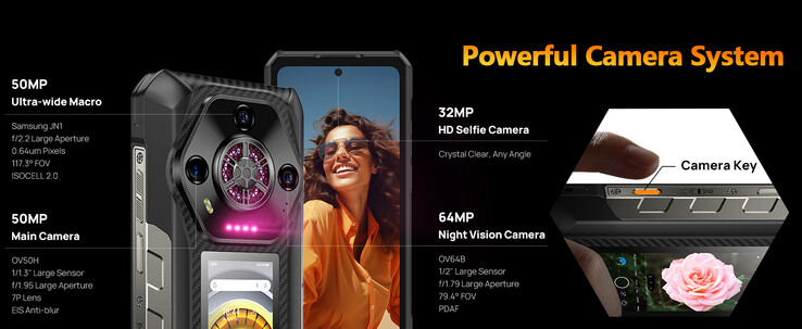 Armor 30 Pro 配备两个显示屏、四个摄像头和一个扬声器（图片来源：Ulefone）