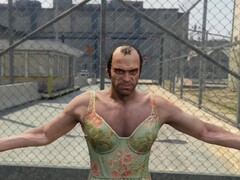 在重新制作的预告片 2 中，《GTA 5》中的特雷弗扮演《GTA 6》中的露西亚（图片来源：Gu1maz on YouTube）