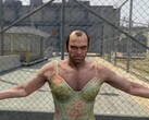 在重新制作的预告片 2 中，《GTA 5》中的特雷弗扮演《GTA 6》中的露西亚（图片来源：Gu1maz on YouTube）