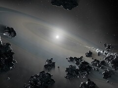 展示众多小行星的插图。