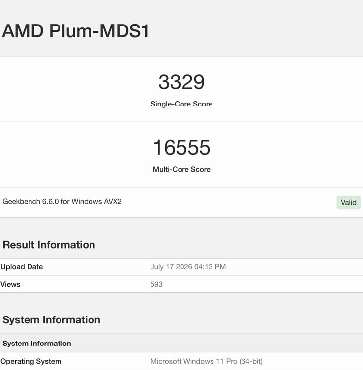 图片显示了泄露的Zen 6工程样机的Geekbench 6测试结果。
