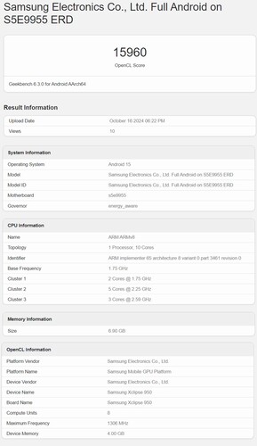 Exynos 2500 Geekbench 得分（图片来源：Geekbench）