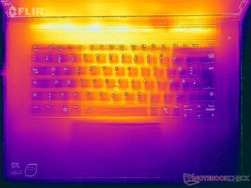 应力测试期间的表面温度（顶部）