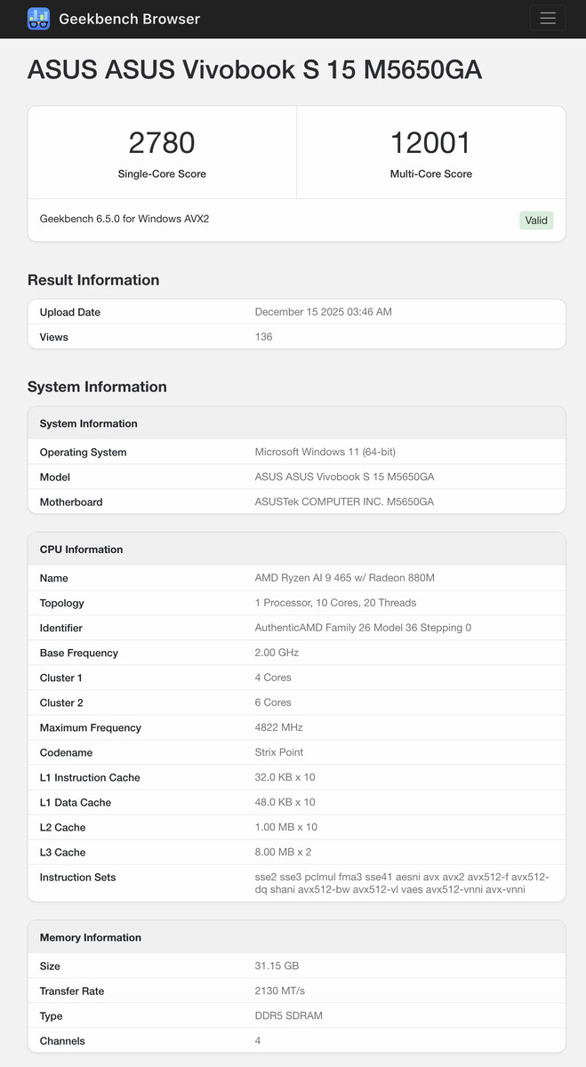(图片来源：Geekbench）