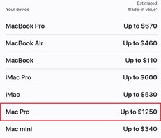Mac Pro的以旧换新价值。(图片来源:Apple)