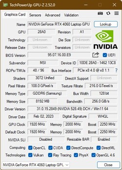 GPU-Z NvidiaGeForce RTX 4060