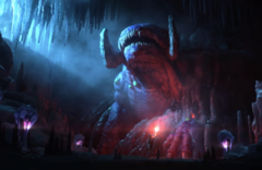 Subnautica Below Zero Steam 截图显示洞穴中的冰冻利维坦