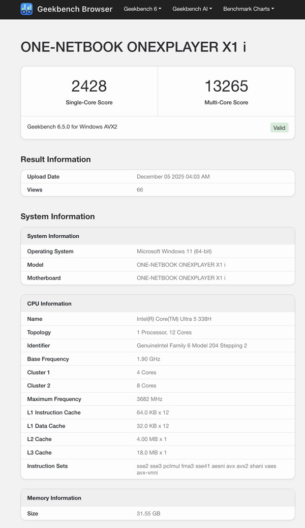 (图片来源：Geekbench）